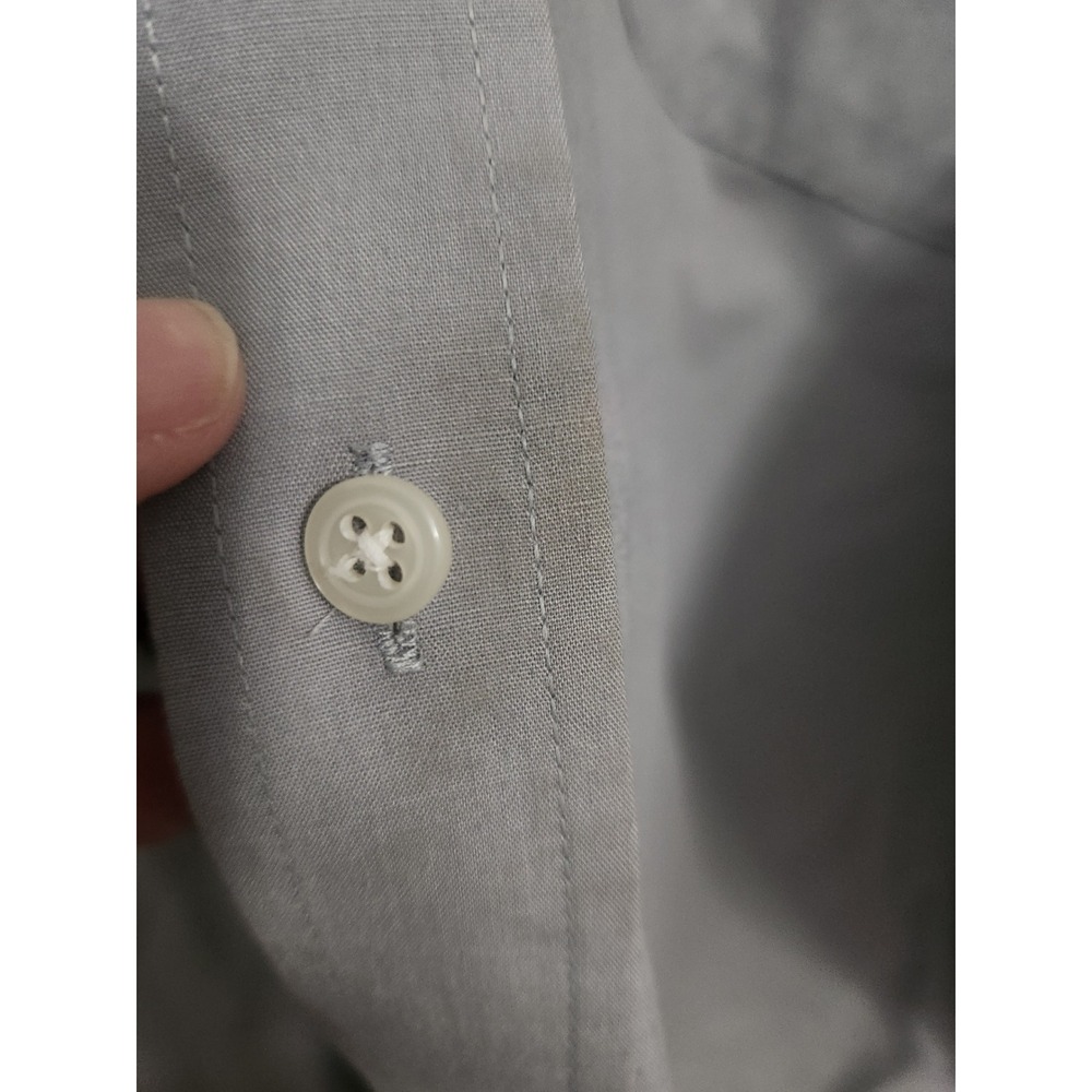 Pierre Cardin Mens Gray Long Sleeve Button Down Dress Shirt 16.5 34/35 Pocket - Picture 5 of 5